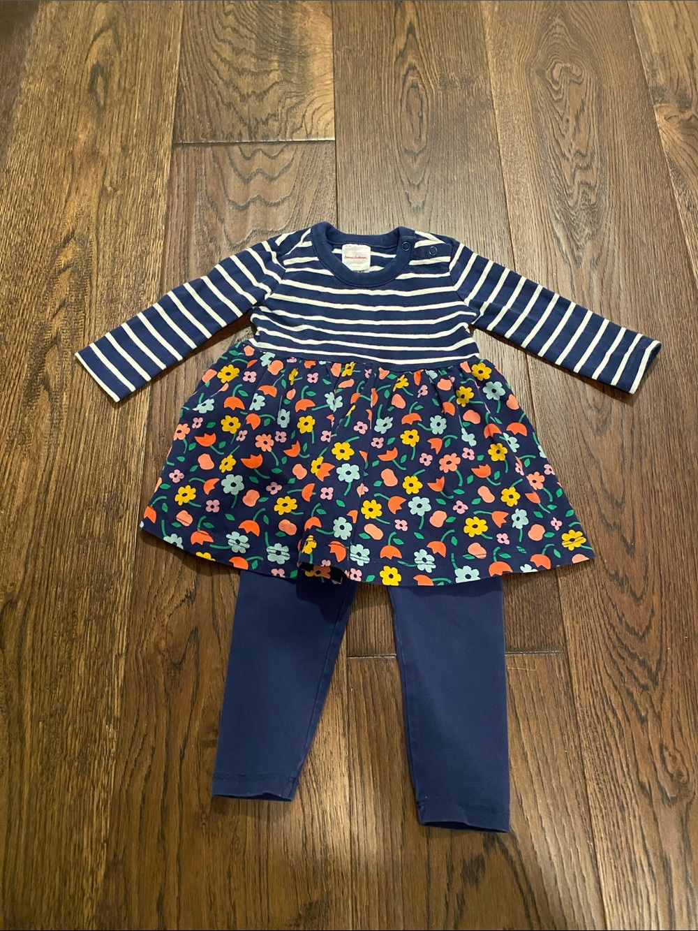 HA striped/floral dress and legging set